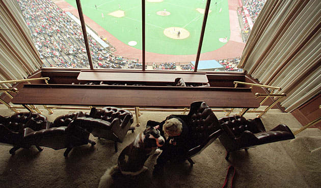 Marge Schott watching game